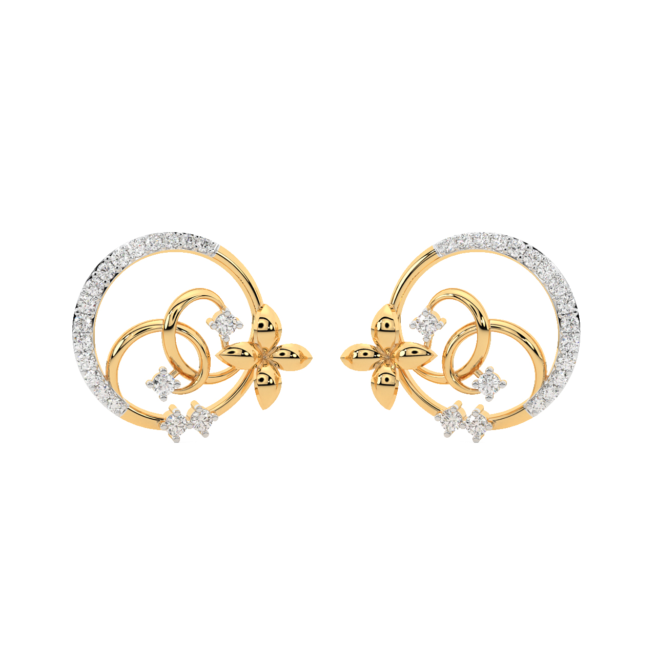 Grace Round Diamond Stud Earrings